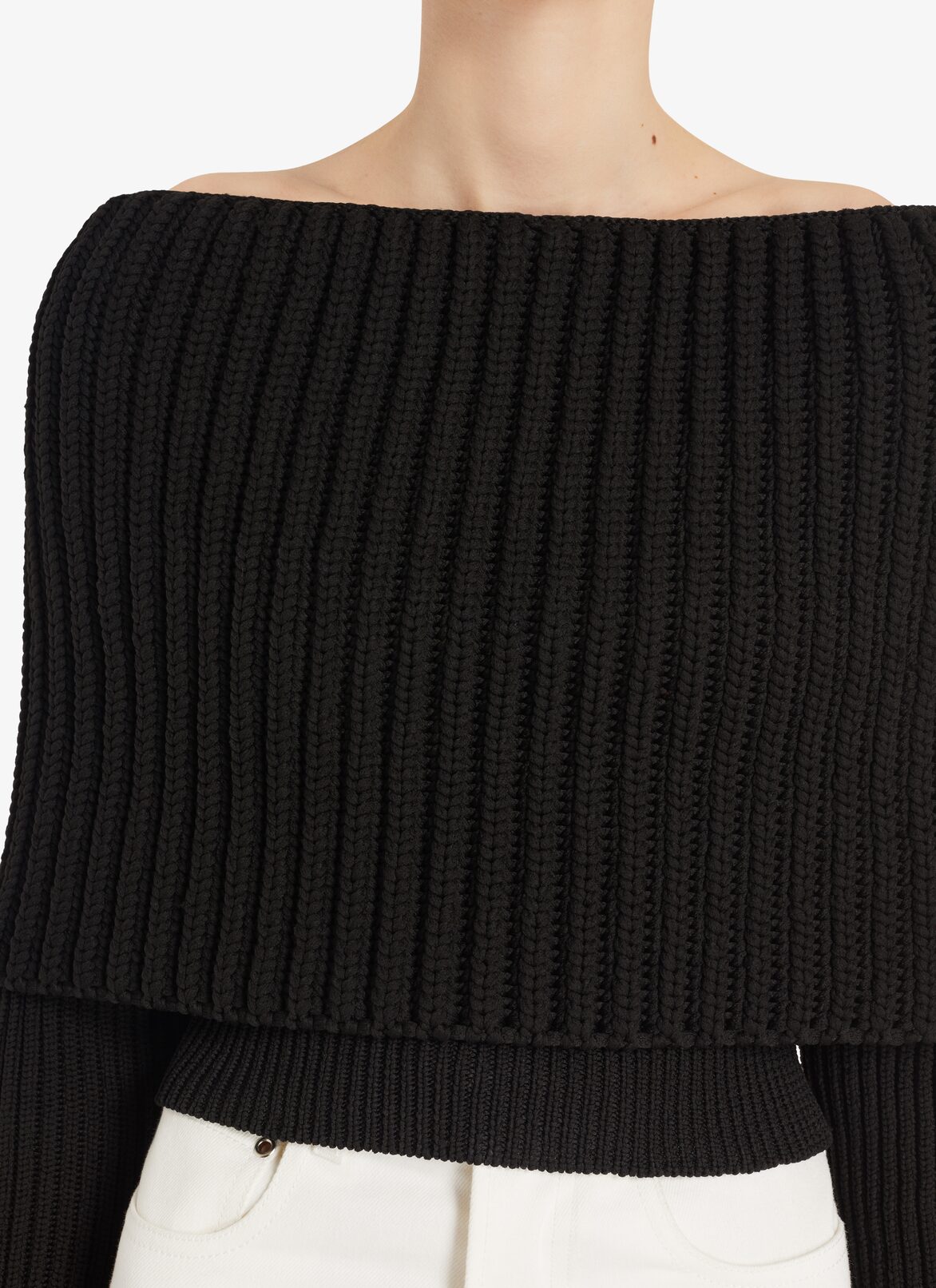 Off-Shoulder sweater ALAÏA BLACK OFF-SHOULDER SWEATER